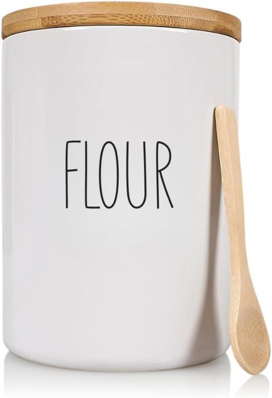 Photo 1 of ****USED*** White Ceramic Storage Jar Canister for Flour