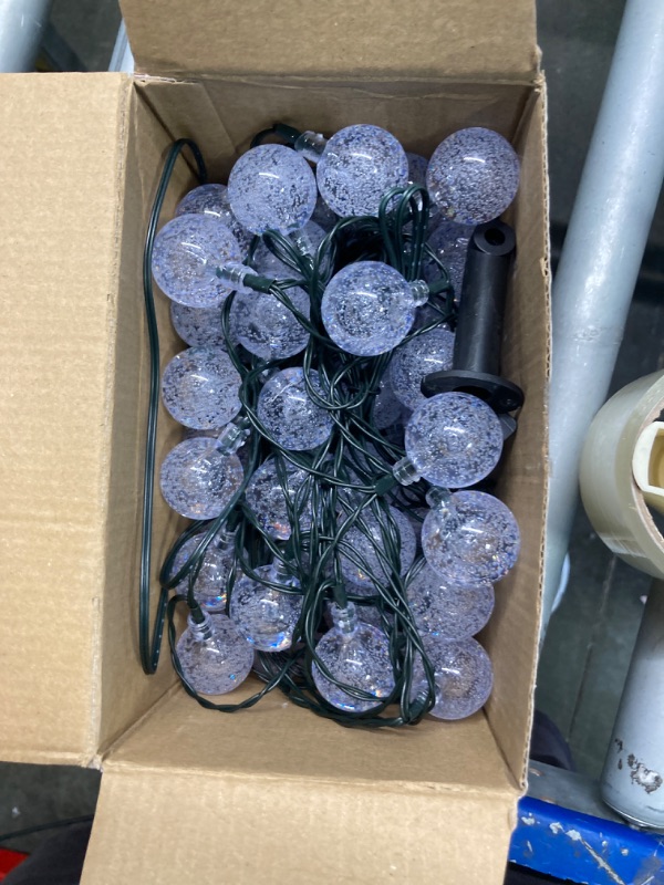 Photo 4 of ***DAMAGED***
Solar String Lights for Outside, 36FT with Remote Control, 60 LED, 30MM Crystal Globe, 8 Lighting Modes & 4 Brightness Levels, USB Rechargeable Solar Panel, Waterproof Patio Light(Warm White)