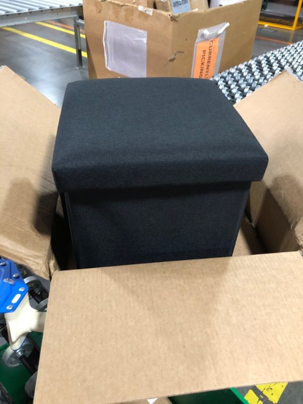 Photo 1 of B FSOBEIIALEO Storage Ottoman Cube, Linen Small Foot Rest Seat,for Living Room, Bedroom, Home Office, Dorm Storage Footrest Black 11.8"x11.8"x11.8"
