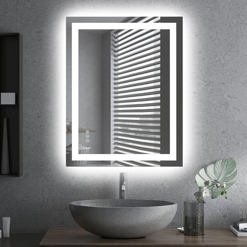 Photo 1 of * sealed**
Amorho LED Bathroom Mirror 28"x 36" with Front and Backlight, Stepless Dimmable Wall Mirrors with Anti-Fog, Shatter-Proof, Memory, 3 Colors, Double LED Vanity Mirror (Horizontal/Vertical)
