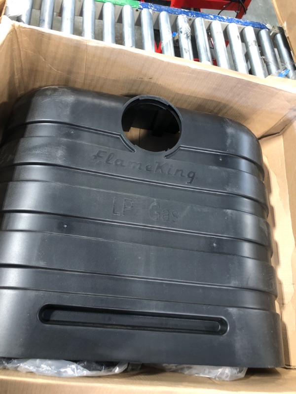 Photo 3 of ****USED***MISSING HARDWARE*** Flame King Dual 30LB LP Propane Tank Light Plastic Heavy Duty Cover for RV, Travel Trailer, Camper And Recreational Vehicle - Black