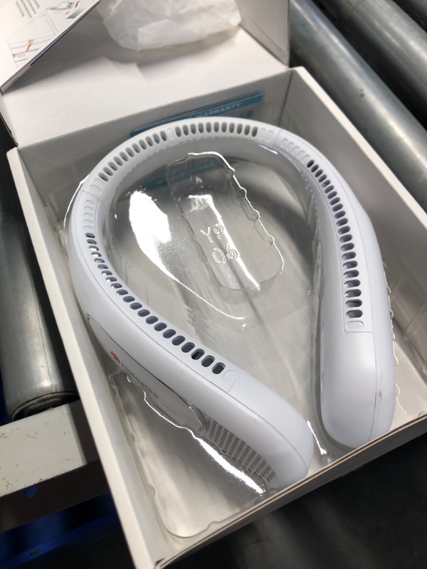 Photo 2 of **MISSING CABLE - USB-C**
Neck Fan, Hands Free Bladeless Neck Fans Portable Rechargeable, 6000 mAh Battery White