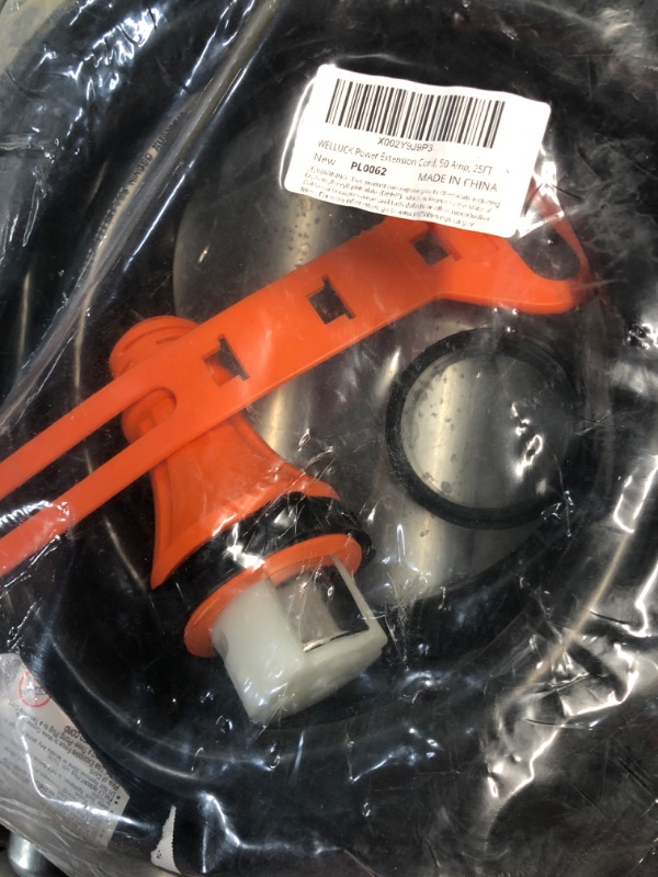 Photo 1 of WELLUCK 50 Amp 25FT RV Power Extension Cord with Cord Organizer, Heavy Duty NEMA 14-50P to SS 2-50R RV Twist Locking Adapter Plug for RV Camper and Generator to House, 6/3+8/1 Gauge, ETL Listed 25 Ft Cord