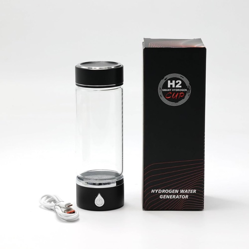 Photo 1 of -450 Ml 2024 Glass Hydrogen Generator Water Bottle SPE PEM Technology Water Ionizer, Rechargeable Hydrogen Water Bottle, Hydrogen Rich Water Glass (Black)