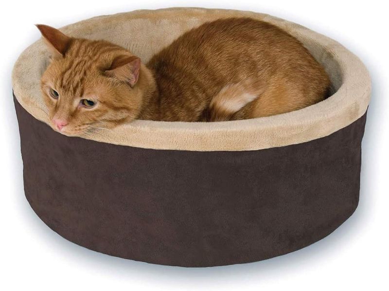 Photo 1 of **USED HEAT NOT FUNCTIONAL**K&H Pet Products Thermo-Kitty Bed Heated Cat Bed Small 16 Inches Mocha/Tan
