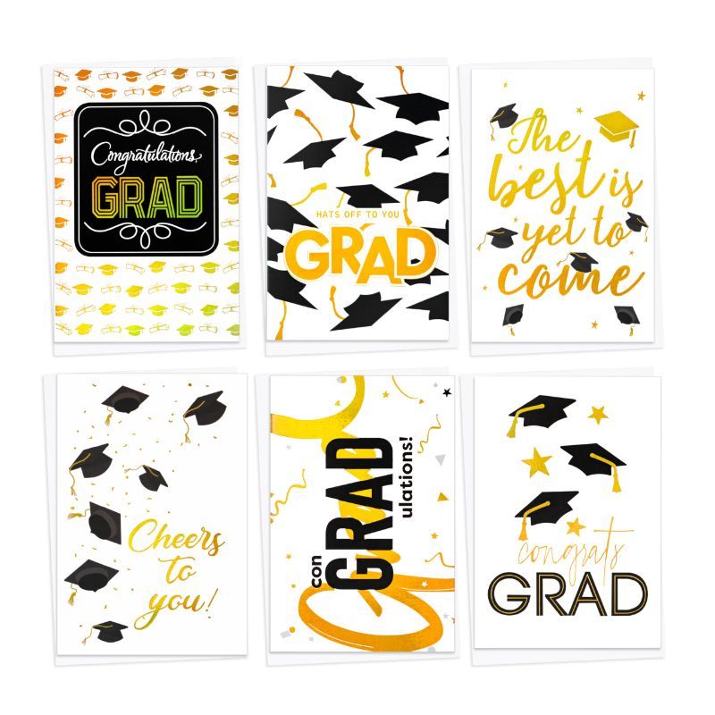 Photo 1 of **2-PACK BUNDLE**
24 Pack Gold Foil 2024 Graduation Cards Bulk with Envelopes & Stickers - Variety of 6 Artist-Rendered Designs - Perfect for College & High School Graduation Gifts and Party Supplies.