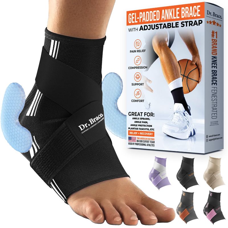 Photo 1 of (2 PACK) ***STOCK PHOTO REFERENCE ONLY***DR. BRACE ELITE Ankle Brace with strap (Black- Medium)