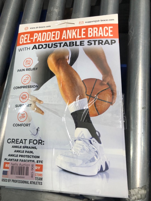 Photo 2 of (2 PACK) DR. BRACE ELITE gelled Ankle Brace with strap (Black-Small) 