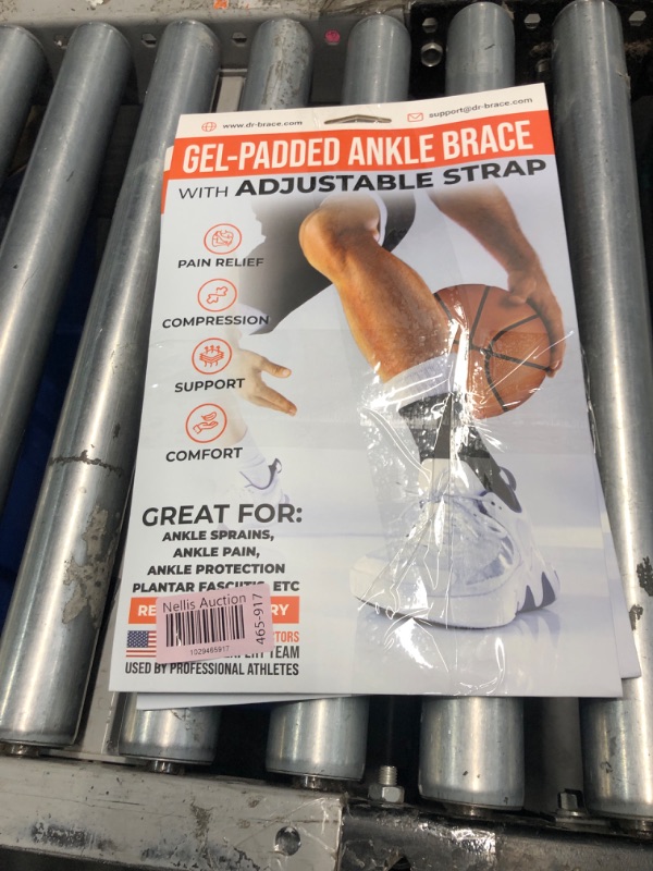 Photo 2 of (2 PACK)***STOCK PHOTO REFERENCE ONLY*** DR. BRACE ELITE Ankle Brace with strap (Black-White, Large)