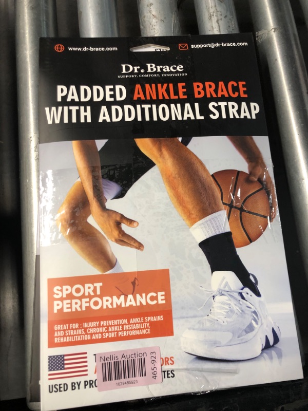 Photo 2 of (2 PACK) ***STOCK PHOTO REFERENCE ONLY***DR. BRACE ELITE Ankle Brace with strap (Black-White, Large)