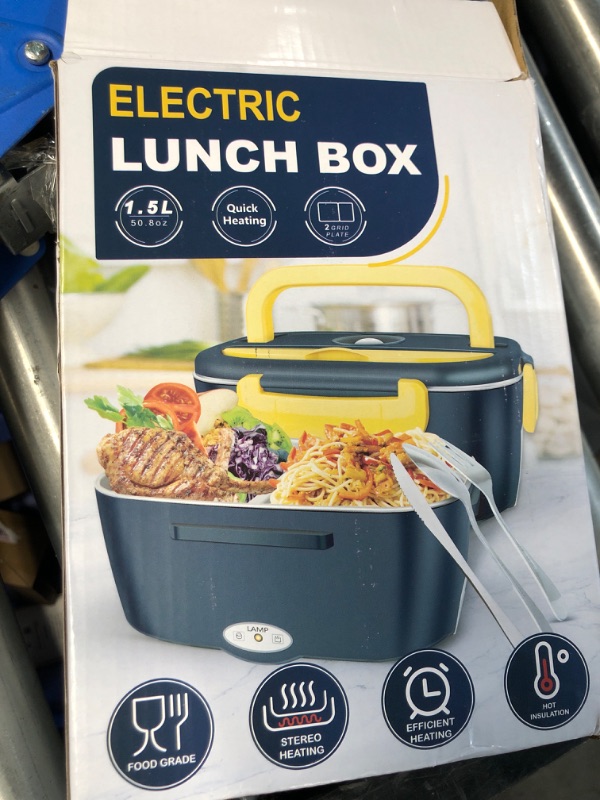 Photo 2 of ***ITEM TESTED FOR POWER, UNABLE TO TEST FURTHER***LETAAKA Electric Lunch Box Food Warmer, 80W Food Heater 3 in 1 12/24/110V for Car and Home, Lunch Heating Microwave for Truckers with 304 Stainless Steel Container, Heated Food Box with Tableware