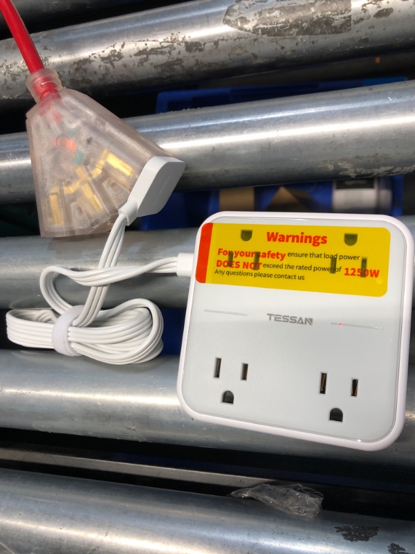 Photo 2 of ***ITEM TESTED FOR POWER, UNABLE TO TEST FURTHER***Flat Plug Surge Protector Power Strip, TESSAN 5 ft Ultra Thin Extension Cord with 3 USB Wall Charger(2 USB C Ports), 4 Outlets Slim Desk Charging Station for Travel, Office, Dorm Room Essentials