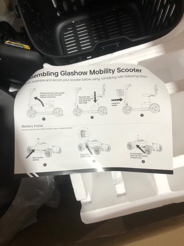 Photo 3 of **PARTS ONLY NON REFUNDABLE**READ NOTES**
Glashow S1 Mobility Scooter for Adults, 4-Wheel Mobility Scooter - 25 Miles Range, 6 mph, Smart Safety Features, Good Legroom, Rotating Swivel Seat, Headlight, Basket, Charger Included