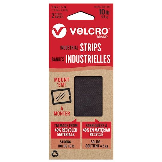 Photo 1 of **3-PACK BUNDLE**
Velcro Eco 1.75" x 3" Sticky Back Hook & Loop Fastener, Black, 2/Pack 