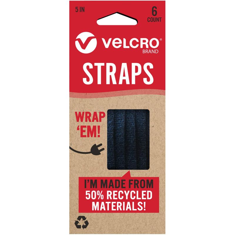 Photo 1 of **3-PACK BUNDLE**
VELCRO Brand ECO Collection 6ct Pre-Cut Straps 5in x 3/8in, Sustainable 50% Recycled Material, Black