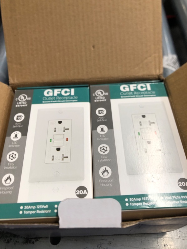 Photo 2 of ***PARTS ONLY*NON REFUNDABLE*ANKO GFCI Outlet 20 Amp 4 Pack, UL Listed, LED Indicator, Tamper-Resistant, Weather Resistant Receptacle Indoor or Outdoor Use with Decor Wall Plates and Screws