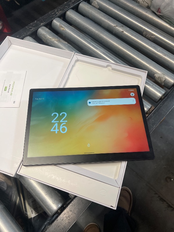 Photo 2 of (USED/ UNABLE TO TEST ITEM COMPLETELY) 
POWMUS Tablet 14 inch Ultra Big Android 14 Tablets, 256GB Storage(Expand to 1TB),36GB(12+24) RAM, 11580 mAh Battery 18W PD Fast Charger, 8 Core 2.0gHz CPU,4 Speakers, 5G WiFi with Case-Gray