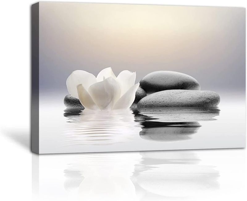 Photo 1 of 
LZIMU Zen Canvas Wall Art Lotus Flowers and Stones Spa Pictures Wall Decor Art Prints for Yoga Meditation Room Decor (24x36in (60x90cm))