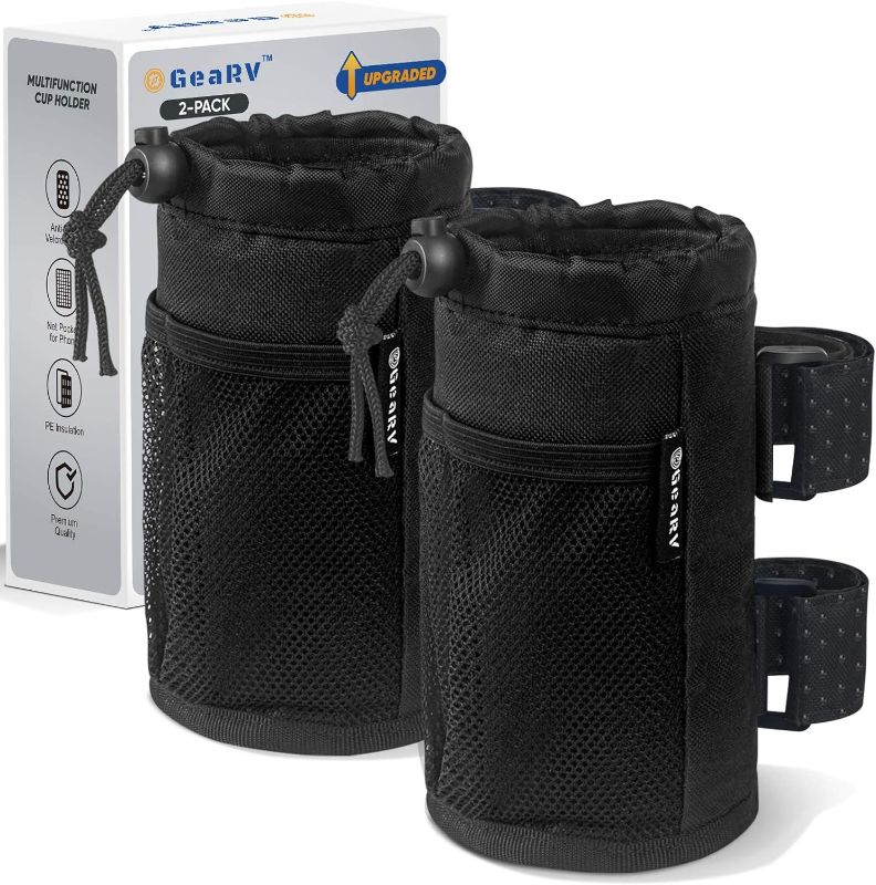 Photo 1 of 
GEARV 2Pack Cup Holder for Bike, Scooter and Wheelchair, Water Bottle Holder for UTV/ATV, Walker, Golf Cart and Beach, Universal Drink