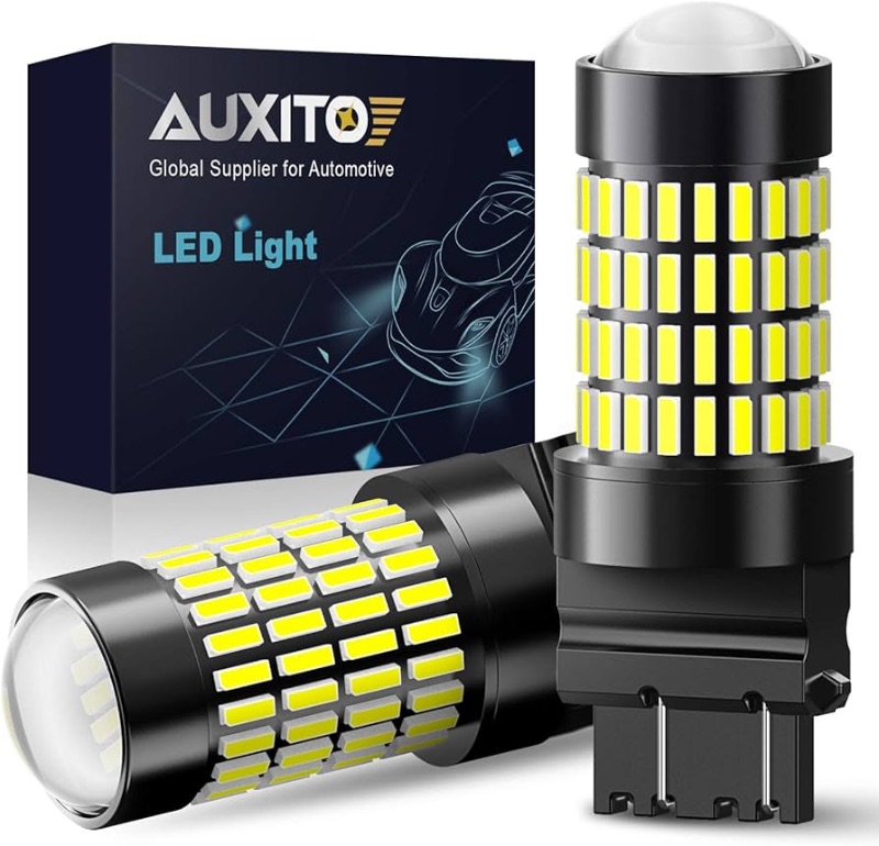 Photo 1 of AUXITO 3157 LED Bulbs Reverse Lights, 102-SMD Chipsets 500% Brighter 3056 3156 3057 4157 LED Bulbs with Projector for Reverse Back Up Lights Tail Brake Signal Parking Lights, 6000K White