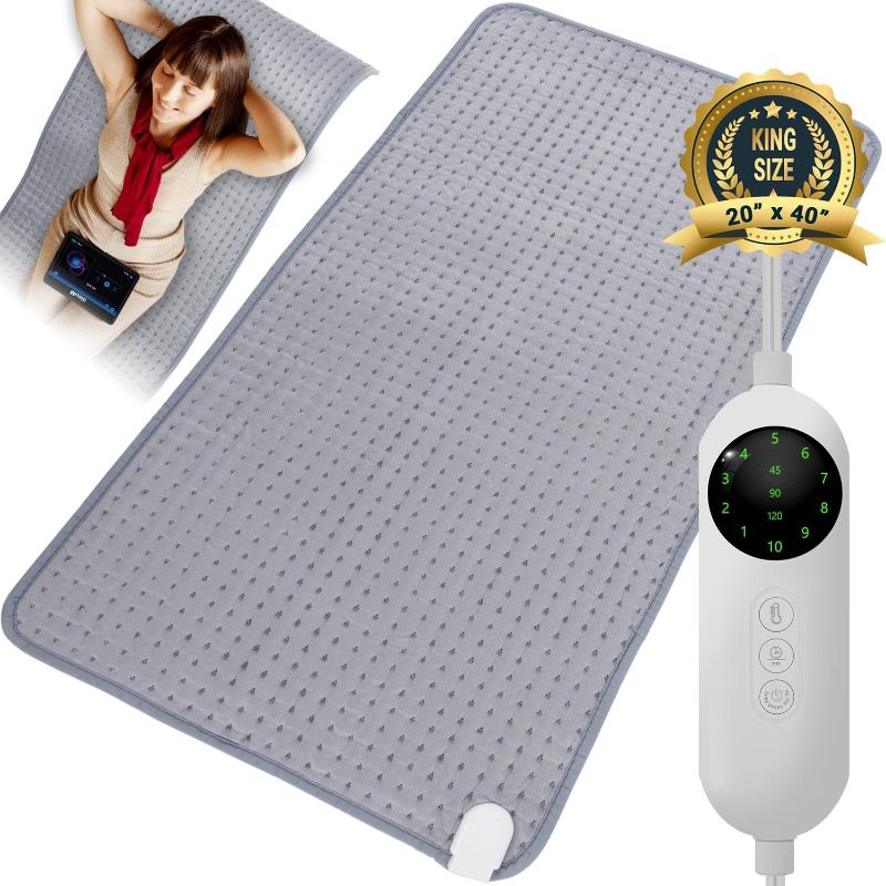 Photo 1 of 
Large Heating Pad 20"x 40" Electric Heating Pad, Fast Body Heating Pad, 10 Heat Settings Washable Soft Heat Pad, Dry & Moist Heat