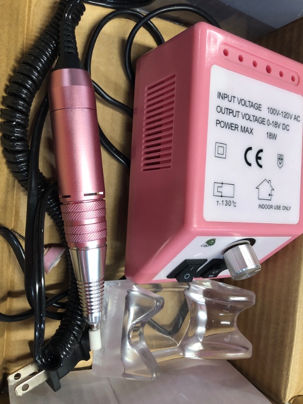 Photo 2 of **USED FOR PARTS NON-REFUNDABLE**Professional Nail Drill Machine 30000 RPM Efile Electric Nail Filer Kit for Finger Toe Nails, Acrylic Gel Nails, Manicure Pedicure Drill with 6Pcs Nail Bits, 106Pcs Sanding Bands - Pink