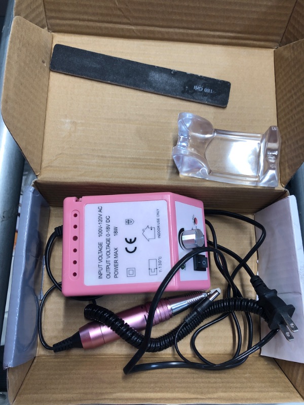 Photo 3 of **USED FOR PARTS NON-REFUNDABLE**Professional Nail Drill Machine 30000 RPM Efile Electric Nail Filer Kit for Finger Toe Nails, Acrylic Gel Nails, Manicure Pedicure Drill with 6Pcs Nail Bits, 106Pcs Sanding Bands - Pink