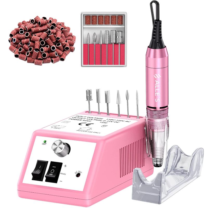 Photo 1 of **USED FOR PARTS NON-REFUNDABLE**Professional Nail Drill Machine 30000 RPM Efile Electric Nail Filer Kit for Finger Toe Nails, Acrylic Gel Nails, Manicure Pedicure Drill with 6Pcs Nail Bits, 106Pcs Sanding Bands - Pink