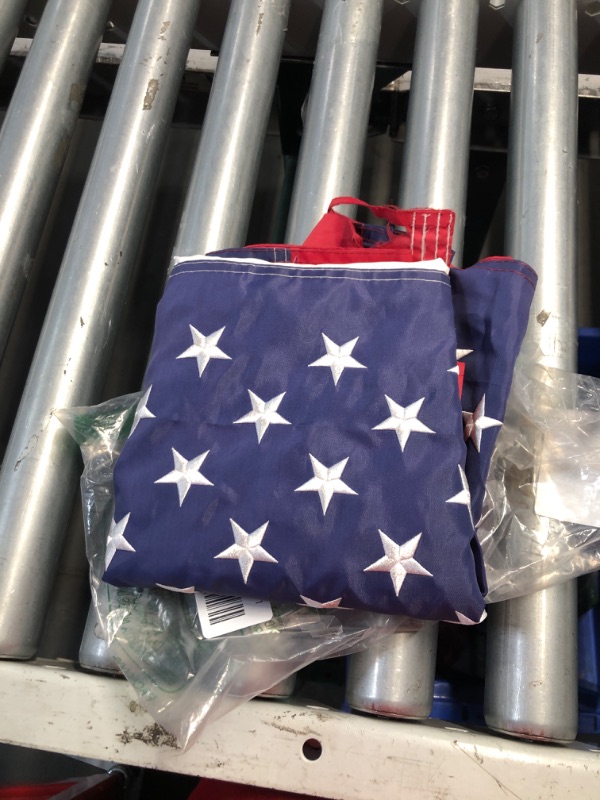 Photo 2 of **MINOR DAMAGE ENDS ARE FRAYING**
American Flag 2.5x4 Ft Pole Sleeve Banner Style-Embroidered Stars,Sewn Stripes,UV Protected,heavy duty Durable Nylon USA US Outdoor Indoor Flags (Pole NOT Included) 2.5X4 Ft. Pole Sleeve