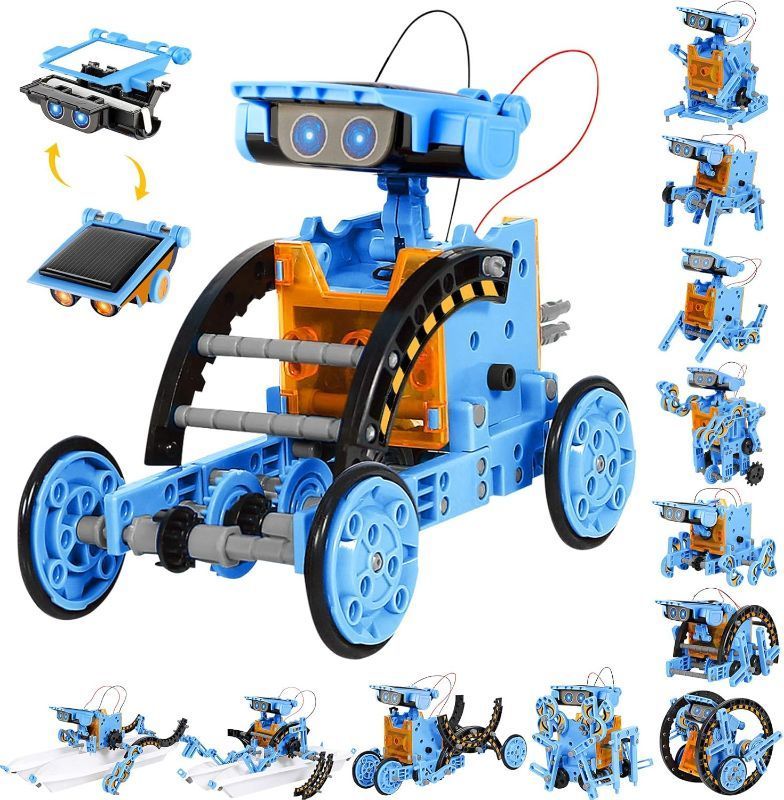 Photo 1 of  STEM 12in1 Solar Robot Toys for Ages 8-13, Solar and Cell Powered Dual Drive Motor DIY Building Science Educational Kit, Gift for Kids