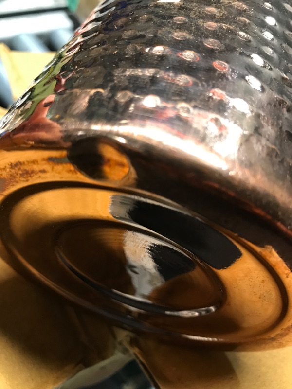 Photo 5 of **DENT ON BOTTOM OF PITCHER**Handmade Hammered Drinking Water Copper Pitcher for Ayurveda Health Benefits | Traditional Copper Pitcher for Drinking and Serving Water in Daily Use 