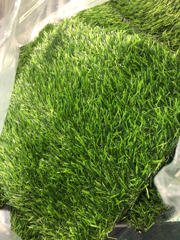 Photo 1 of **USED SET NOT COMPLETE**Kesfey 8 Packs 12 x 12 Squares Grass Placemats Artificial Grass Mat Fake Turf Astroturf Squares Placemat Synthetic Grass Turf Patch Washable Green Fake Grass Carpet for Outdoor Woodland Picnic Party