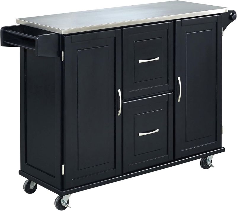 Photo 1 of **CART TOP DIFFERENT IN BOX COMPARED TO PHOTO**
Patriot Black Kitchen Cart with Stainless Steel Top by Home Styles