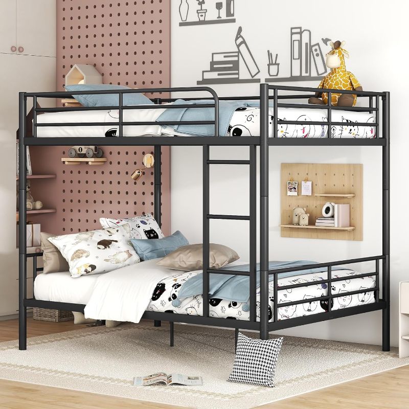 Photo 1 of **NONREFUNDABLE**FOR PARTS OR REPAIR**SEE NOTES**
Metal Bunk Beds Full Over Full Size with Ladder and High Guardrail, Able to Split, Metal Bunk Bed, Storage Space, Noise Free, Easy Assembly (Black)