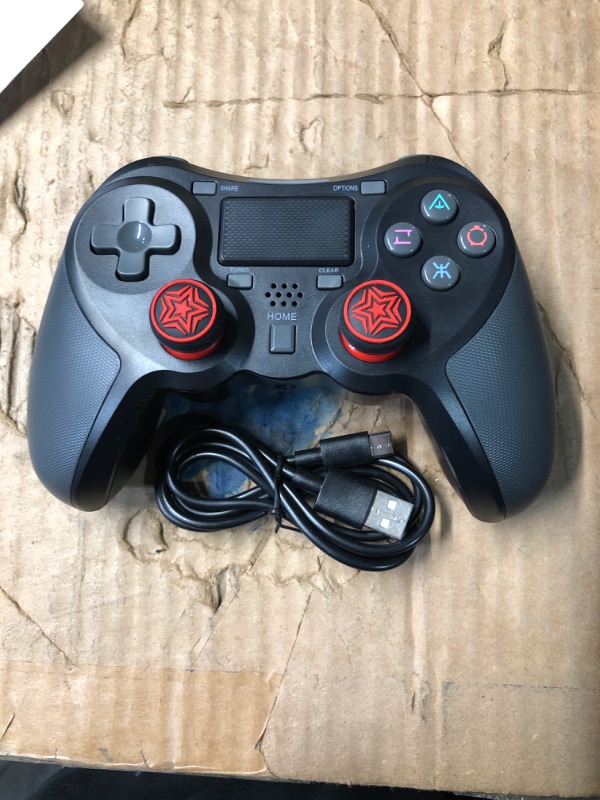 Photo 1 of **PARTS ONLY DOES NOT POWER ON** TERIOS Wireless Controller Compatible with PS4/PS4 Pro/PS4 Slim, Pro Controller with Built-in Speaker, Advanced Buttons Programming, Enhanced Dual Vibration/Turbo Auto Fire (Black)
