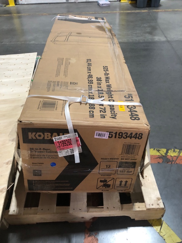 Photo 3 of **PALLET OF TILES, TRUCK/TRAILER PICK UP ONLY*Kobalt 36-in W x 72-in H x 18.5-in D Freestanding Steel Garage Cabinet in Blue
