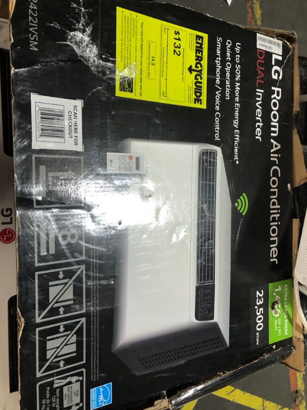 Photo 5 of **PICK UP TRUCK ONLY** LG LW2422IVSM 23,500 Dual Inverter Smart Window, 230V, Air Conditioner Cools Rooms up to 1,440 Sq. Ft, Ultra Quiet Operation, ThinQ, Amazon Alexa & Hey Google, 24000 BTU, Bright White 24000 BTU Wifi 230V Bright White