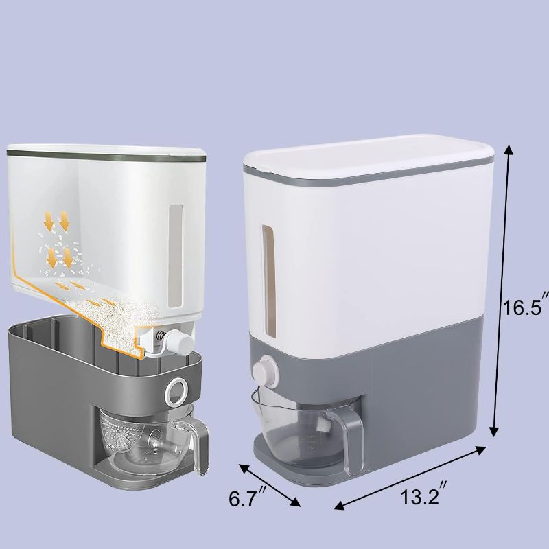 Photo 4 of (READ FULL POST) Sooyee 22 Lbs Rice Dispenser with Measuring Cup,Large Rice Container, Food Storage Containers for Rice, Corn,Soybean & Oatmeal,Airtight, Moisture Proof