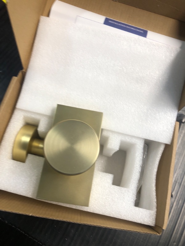 Photo 2 of (READ FULL POST) **SEE PHOTOS** Privacy Gold Door Knob Interior, Satin Brass Door Knobs with Lock, Modern Round Door Handles for Bedroom Bathroom,Rectangle Rosette