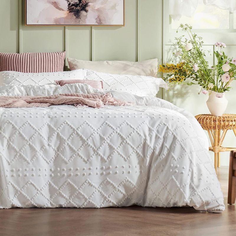 Photo 1 of (READ FULL POST) Bedsure Boho Cal King Duvet Cover - Cal King Size Duvet Cover, Cal King Boho Bedding for All Seasons, 3 Pieces Embroidery Shabby Chic Home Bedding Duvet Cover (White, Cal King, 104x98)