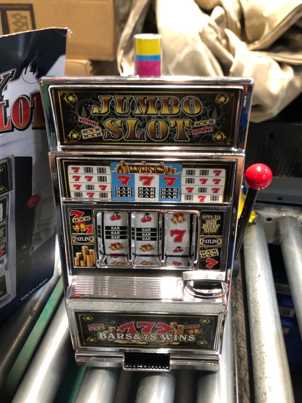 Photo 2 of (READ FULL POST) Mirage Imports Jumbo 15" Slot Machine Coin Bank | Casino Toy Slots Piggy Bank | Flashing Lights and Jackpot Sounds