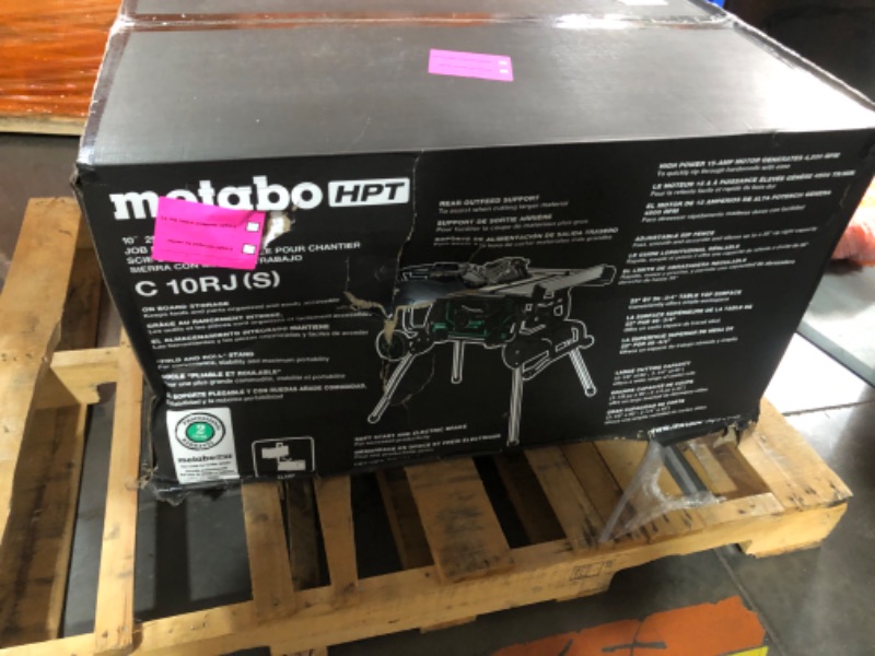 Photo 2 of **box is damaged, looks new**Metabo HPT C10RJSM 15-Amp 10-In. Table Saw with Fold and Roll Stand