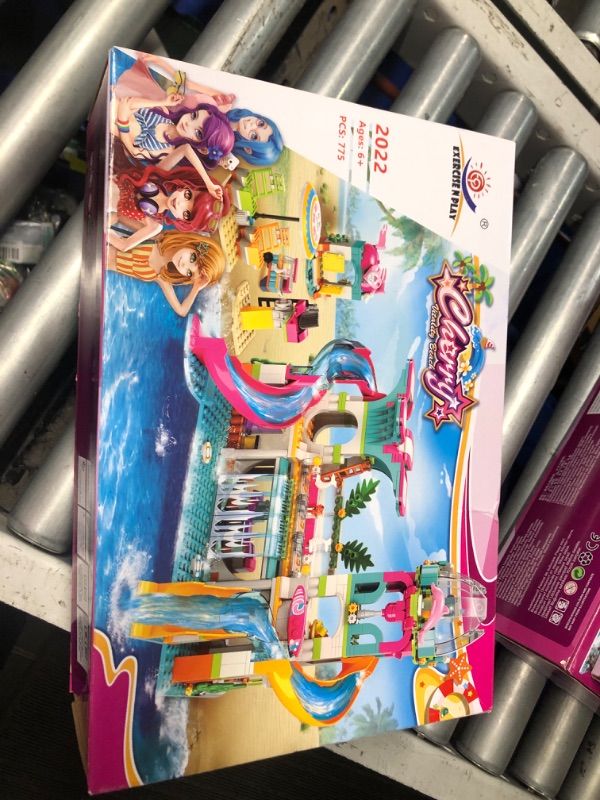 Photo 2 of **Factory Sealed**775 Pieces Friends Set Summer Holiday Swimming Pool Party Toys Water Park Building Blocks Playset Includes Toy Ice-Cream Car