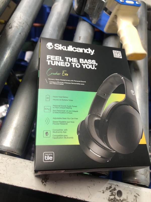 Photo 2 of **Factory sealed, opened to inspect***Skullcandy Crusher Evo Over-Ear Wireless Headphones with Sensory Bass with Charging Cable, 40 Hr Battery, Microphone, Works with iPhone Android and Bluetooth Devices - Black