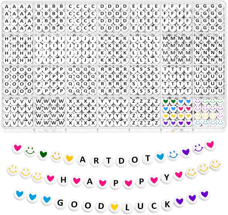 Photo 1 of ***BUNDLE OF 2***ARTDOT 1400 Pieces Letter Beads for Friendship Bracelets Making Kit, 28 Styles Assortment Jewelry Making Supplies Alphabet Beads Set with Cases Preppy Crafts Gifts for Teen Girls Ages 6 7 8 9 10 11 12
