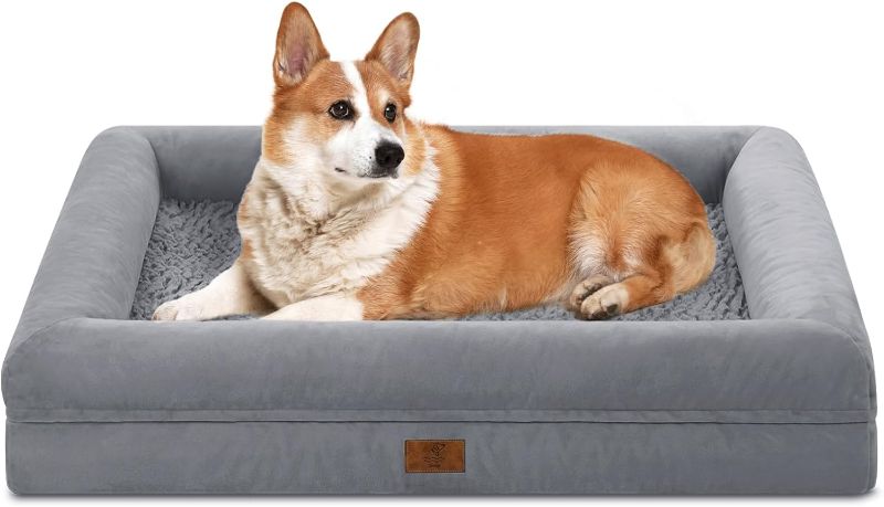 Photo 1 of ***STOCK PHOTO REFERENCE ONLY**NAVY BLUE*Lesure Memory Foam Dog Bed - Orthopedic Dog Bed Washable for Large Dogs Made with CertiPUR-US® Certified Foam, Bolster Pet Bed with Removable Washable Cover and Waterproof Lining, Navy