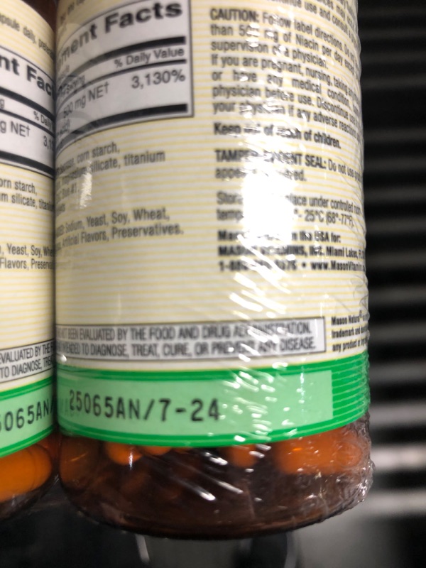 Photo 3 of ***(EXP:7/24 )NONREFUNDABLE***MASON NATURAL Niacin 500 mg Flush Free - Supports Healthy Nervous System and Heart, Improved Energy Production, 60 Capsules (Pack of 3)