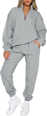 Photo 1 of ***STOCK PHOTO REFERENCE ONLY*** Women 2 Piece Outfits Sweatsuit Oversized Half Zip Pullover Long Sleeve Sweatshirt Jogger Pants Set with Pockets XL