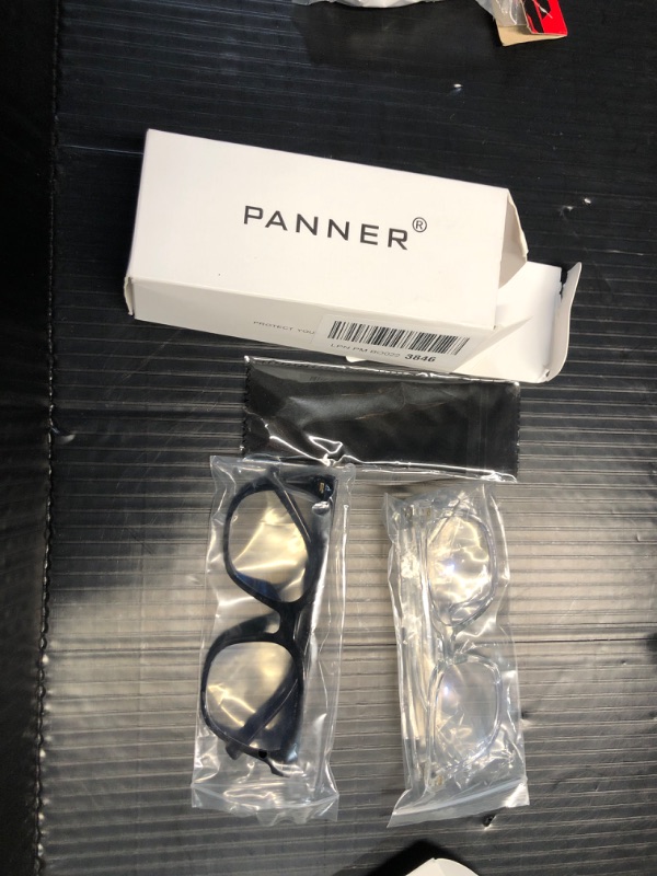 Photo 3 of **Like new 
PANNER 2Pack Oversized Blue Light Blocking Glasses for Women Men Square Computer Eyeglasses Reduce Eyestrain(Black+Clear)