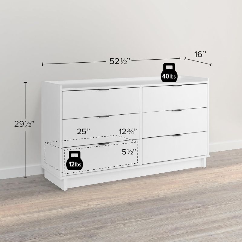 Photo 3 of (READ FULL POST) Prepac Double Drawer Dresser, 52.5" W x 29.5" H x 16" D, Simple White